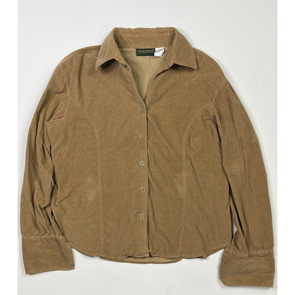 Harve Benard Jacket Large Women's Beige Tan Button Up Long Sleeve Shirt